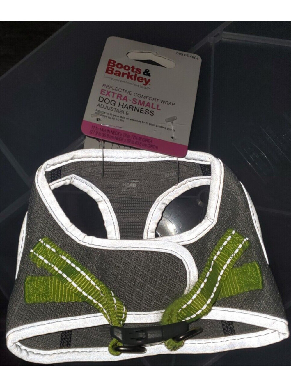 BOOTS & BARKLEY REFLECTIVE COMFORT ADJUSTABLE DOG PET CAT HARNESS GRAY & YELLOW